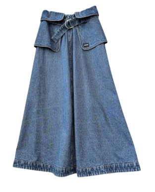 VALENTINA BLUE DENIM BELTED DENIM POCKET SKIRT