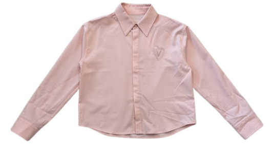 VALENTINA PINK FLOWY HEART STITCHED BLOUSE