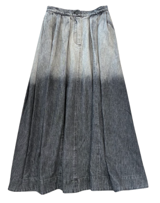 VALENTINA GRAY DENIM OMBRE FLY DENIM SKIRT