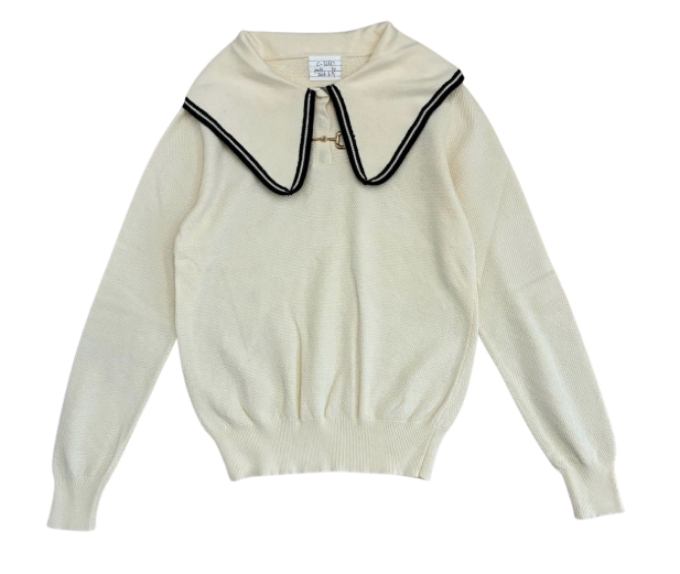 VALENTINA CREAM COLLARED CASUAL SWEATER