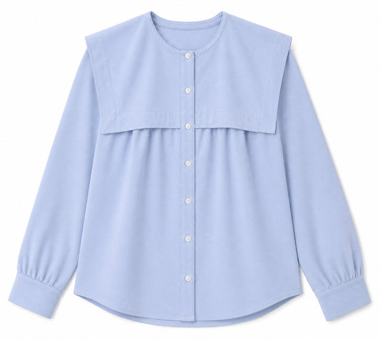 VALENTINA BLUE PIQUE BIB BLOUSE