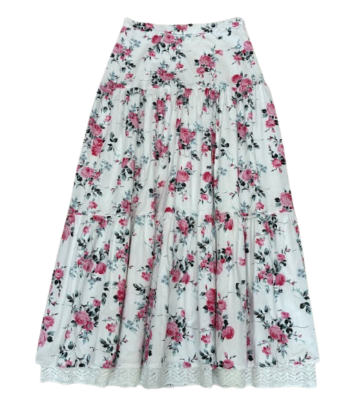 VALENTINA PINK FLORAL LACE TIER SKIRT