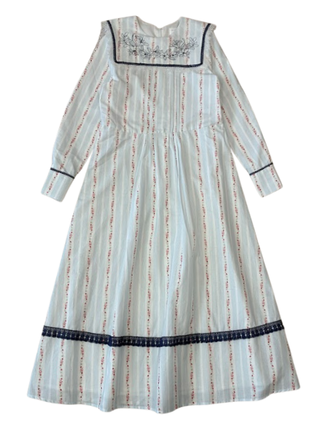 VALENTINA FLORAL VINTAGE STRIPED DRESS