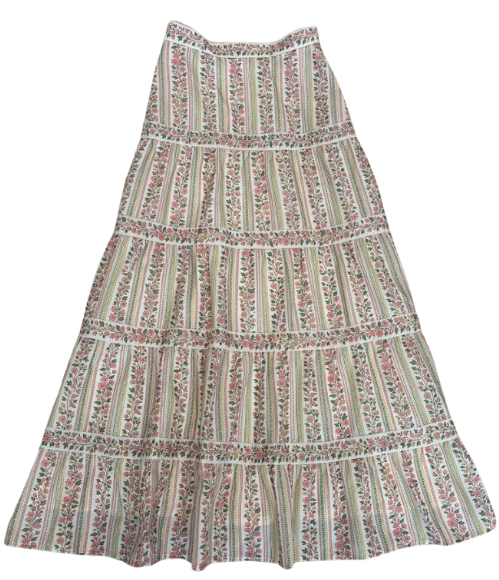 VALENTINA FLORAL STRIPED TIERED SKIRT