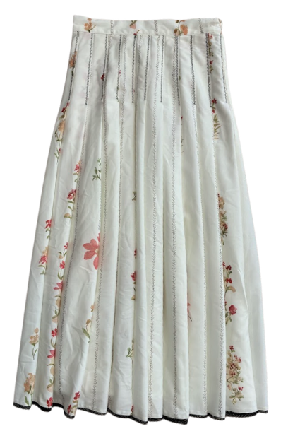 VALENTINA FLORAL STITCHED FLORAL PLEAT SKIRT