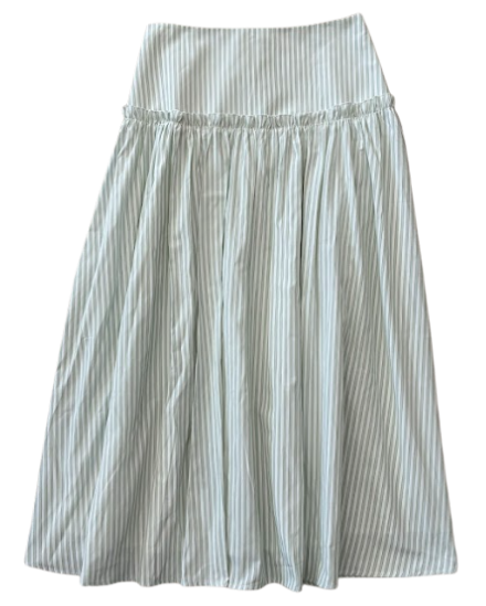 VALENTINA GREEN RUFFLED YOLK STRIPE SKIRT