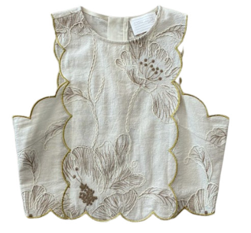 VALENTINA BEIGE SCALLOP TRIMMED VEST