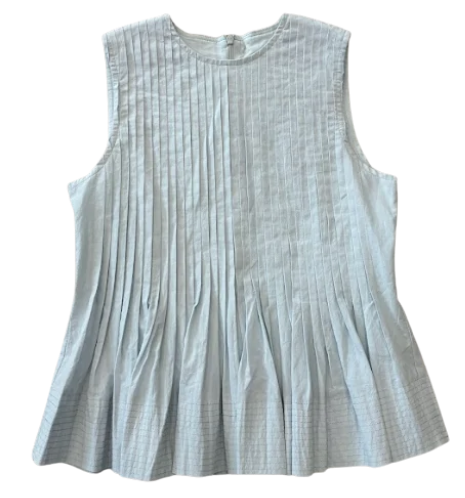 VALENTINA LIGHT BLUE COTTON PLEATED VEST
