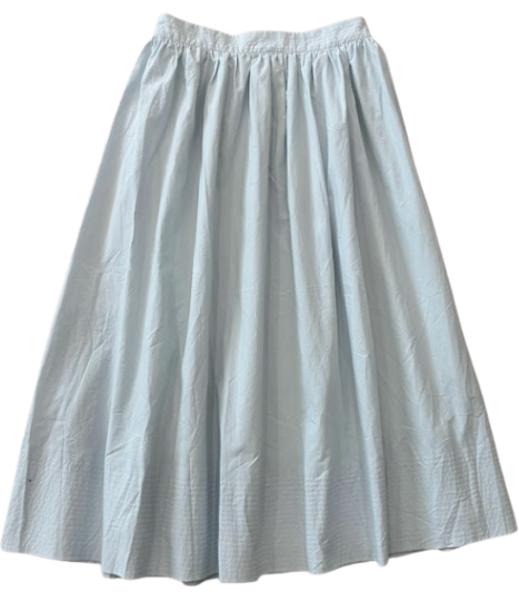 VALENTINA LIGHT BLUE COTTON PLEATED DETAIL SKIRT