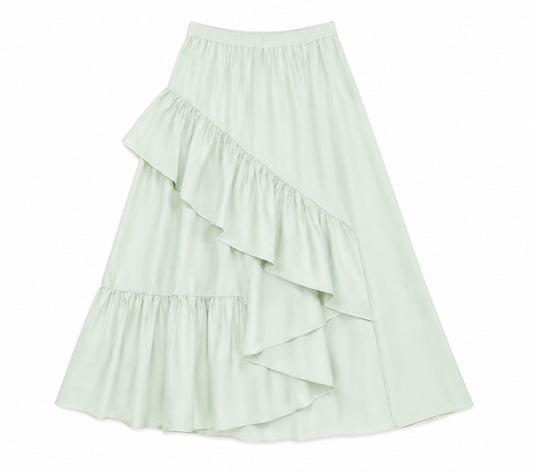 VALENTINA MINT TIERED TAFFETA SKIRT