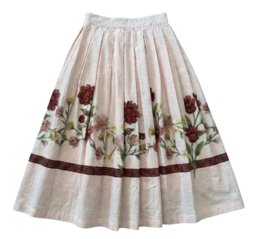 VALENTINA PINK FLORAL TRIM SKIRT