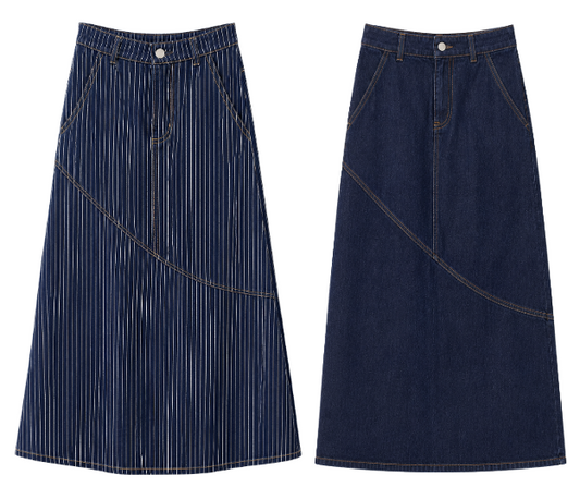 VALENTINA BLUE DENIM DIAGONAL SEAM SKIRT