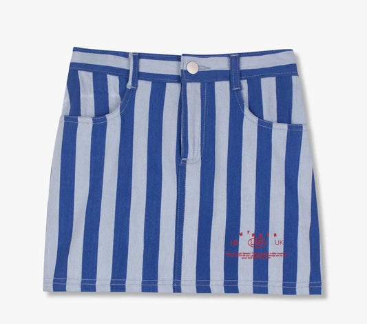 WYNKEN BLUE STRIPED COTTON SKIRT