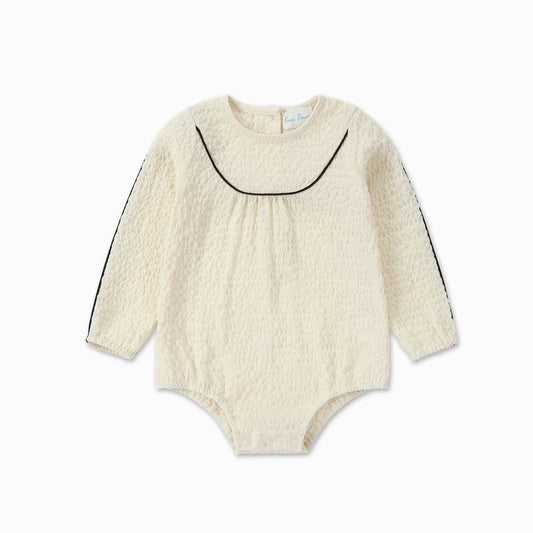 PUVU PIOR IVORY WAFFLE KNIT ROMPER