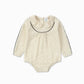 PUVU PIOR IVORY WAFFLE KNIT RUFFLE ROMPER