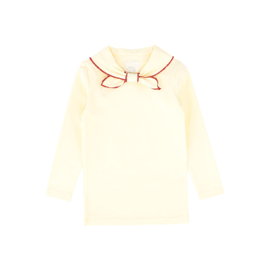 PLEASE MOM PALE YELLOW/RED TRIM TOP [FINAL SALE]