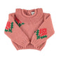 PIUPIUCHICK CORAL FLOWER PRINT RUFFLE COLLAR SWEATER