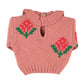 PIUPIUCHICK CORAL FLOWER PRINT RUFFLE COLLAR SWEATER