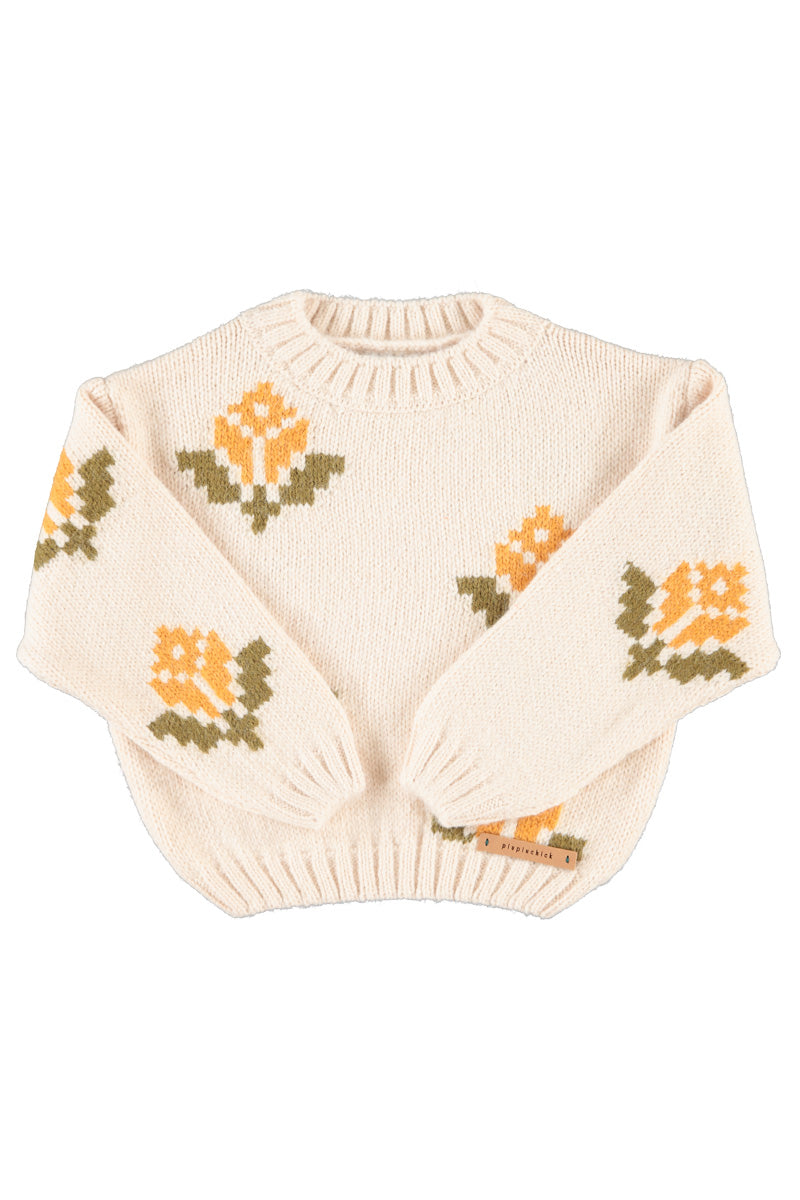 PIUPIUCHICK ECRU FLOWER PRINT SWEATER