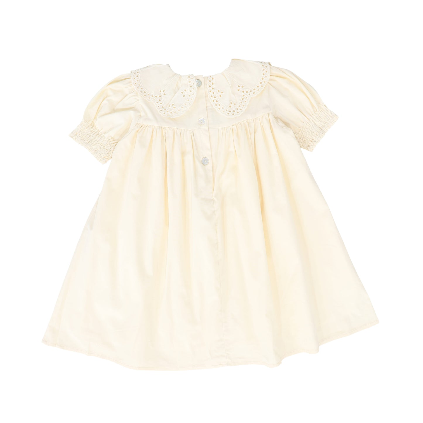 PERNILLE BEIGE ROSE EMBROIDERED COLLAR PUFF SLEEVE DRESS [FINAL SALE]