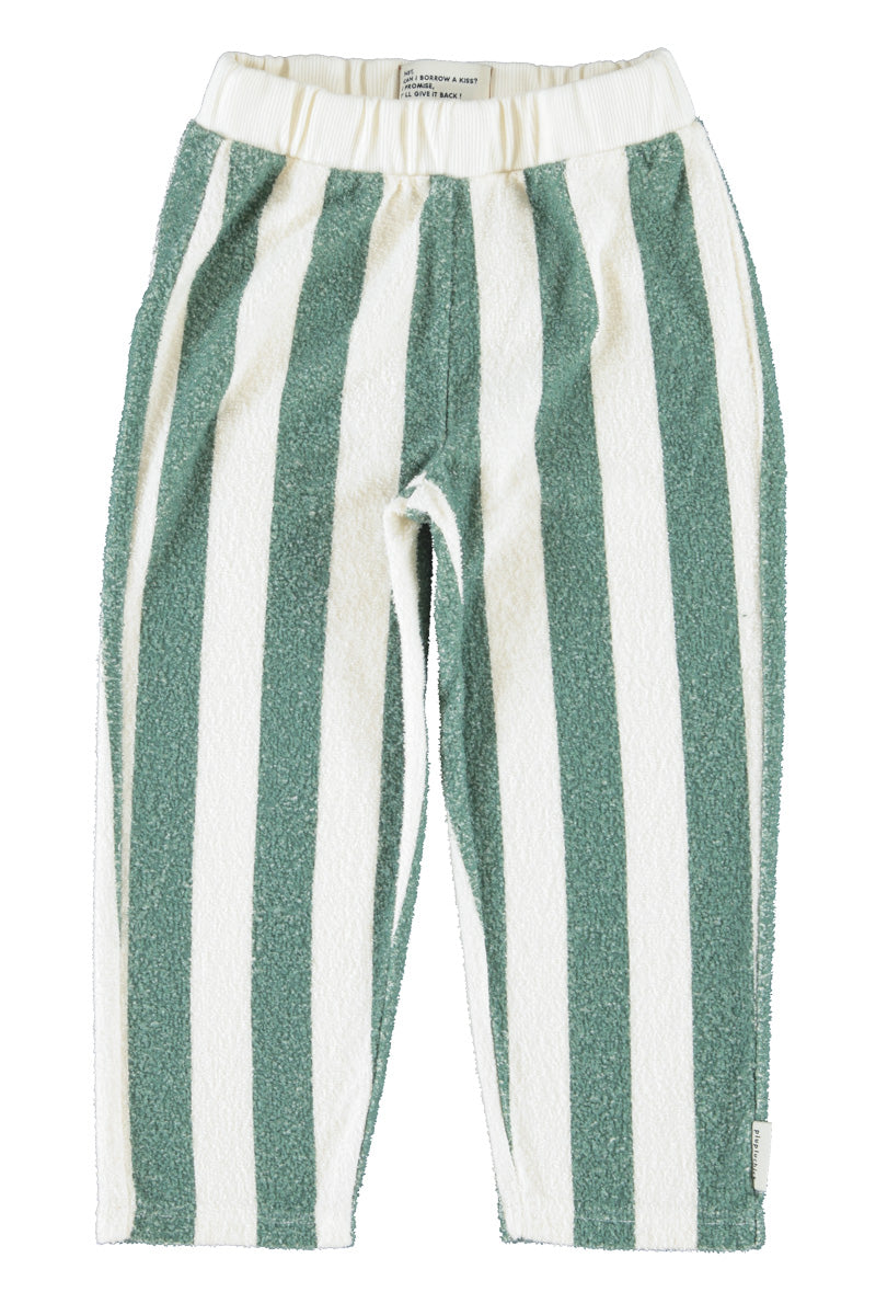 PIUPIUCHICK ECRU/GREEN STRIPED JOGGER PANTS