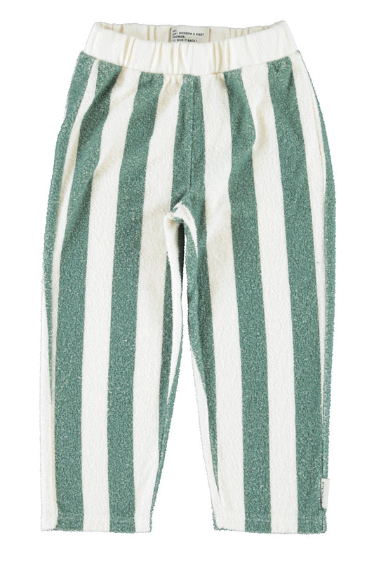 PIUPIUCHICK ECRU/GREEN STRIPED JOGGER PANTS
