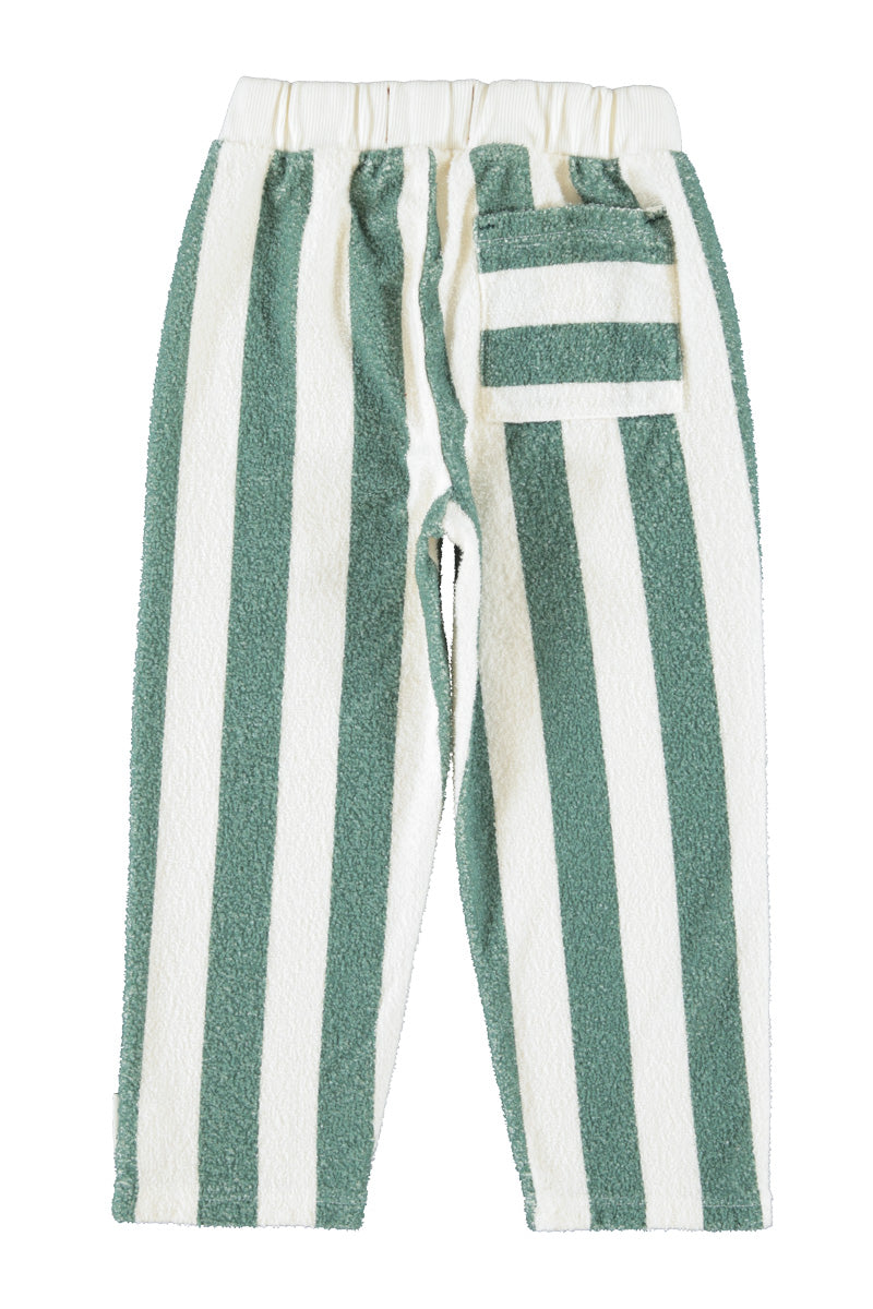 PIUPIUCHICK ECRU/GREEN STRIPED JOGGER PANTS