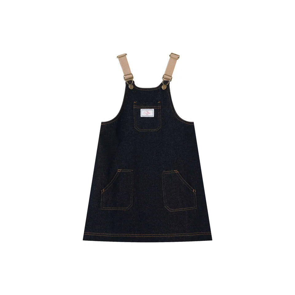 COCO BLANC BLUE DENIM STITCH OVERALL DRESS