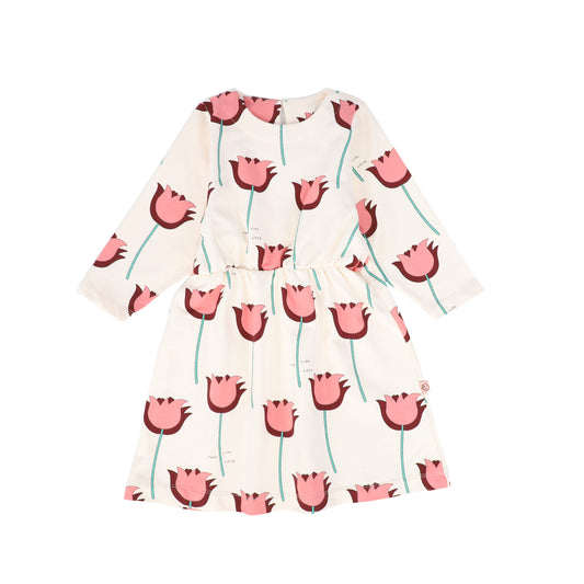 WYNKEN ECRU/PINK TULIP PRINT DRESS [FINAL SALE]