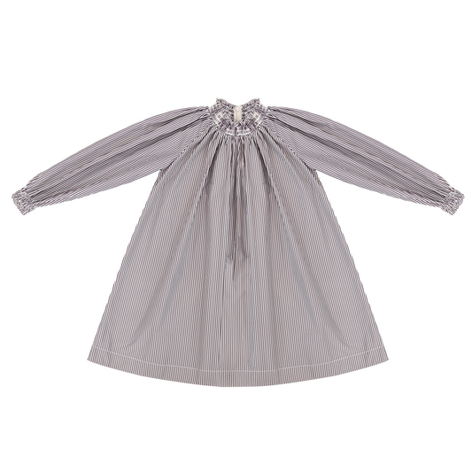 LITTLE PARNI PLUM STRIPED COLLAR DRESS [FINAL SALE]