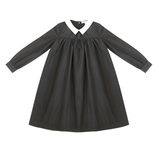 LITTLE PARNI BLACK TAFFETA COLLAR DRESS [FINAL SALE]