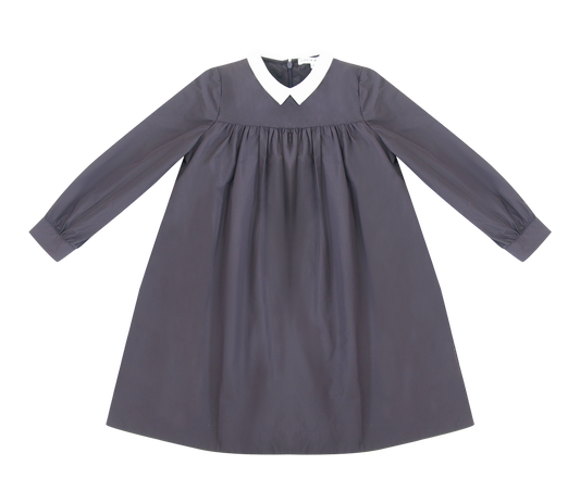 LITTLE PARNI PLUM TAFFETA COLLAR DRESS [FINAL SALE]