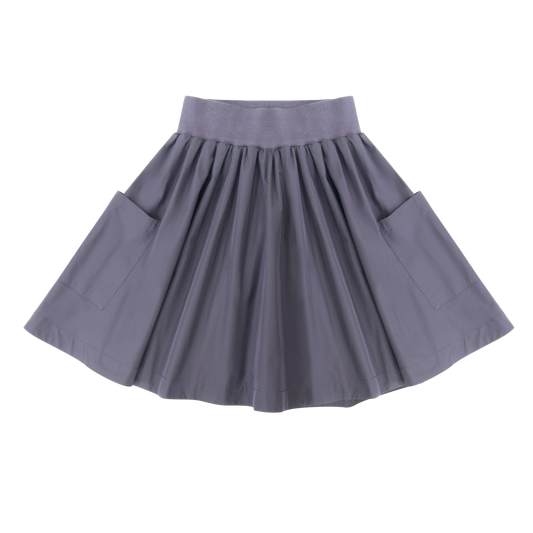 LITTLE PARNI PLUM TAFFETA SHORT SKIRT [FINAL SALE]