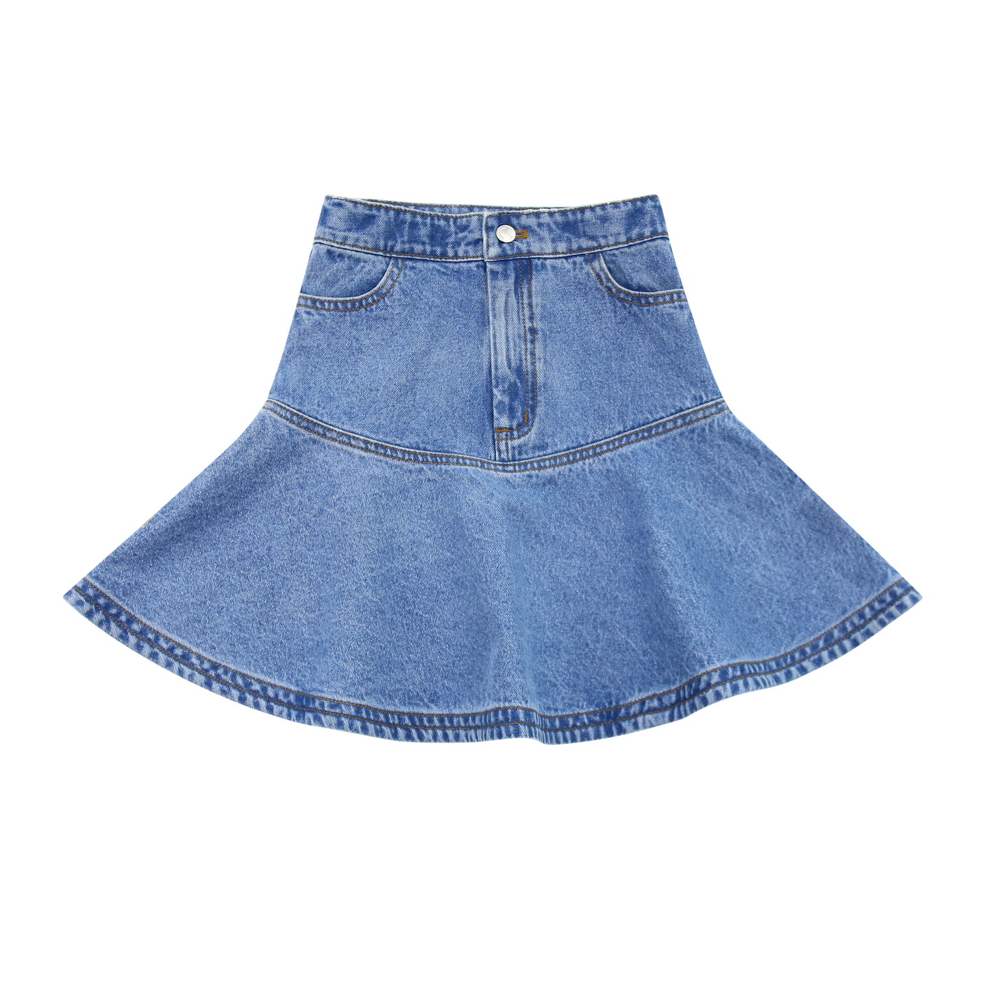 LITTLE PARNI BLUE DENIM DROP WAIST SKIRT