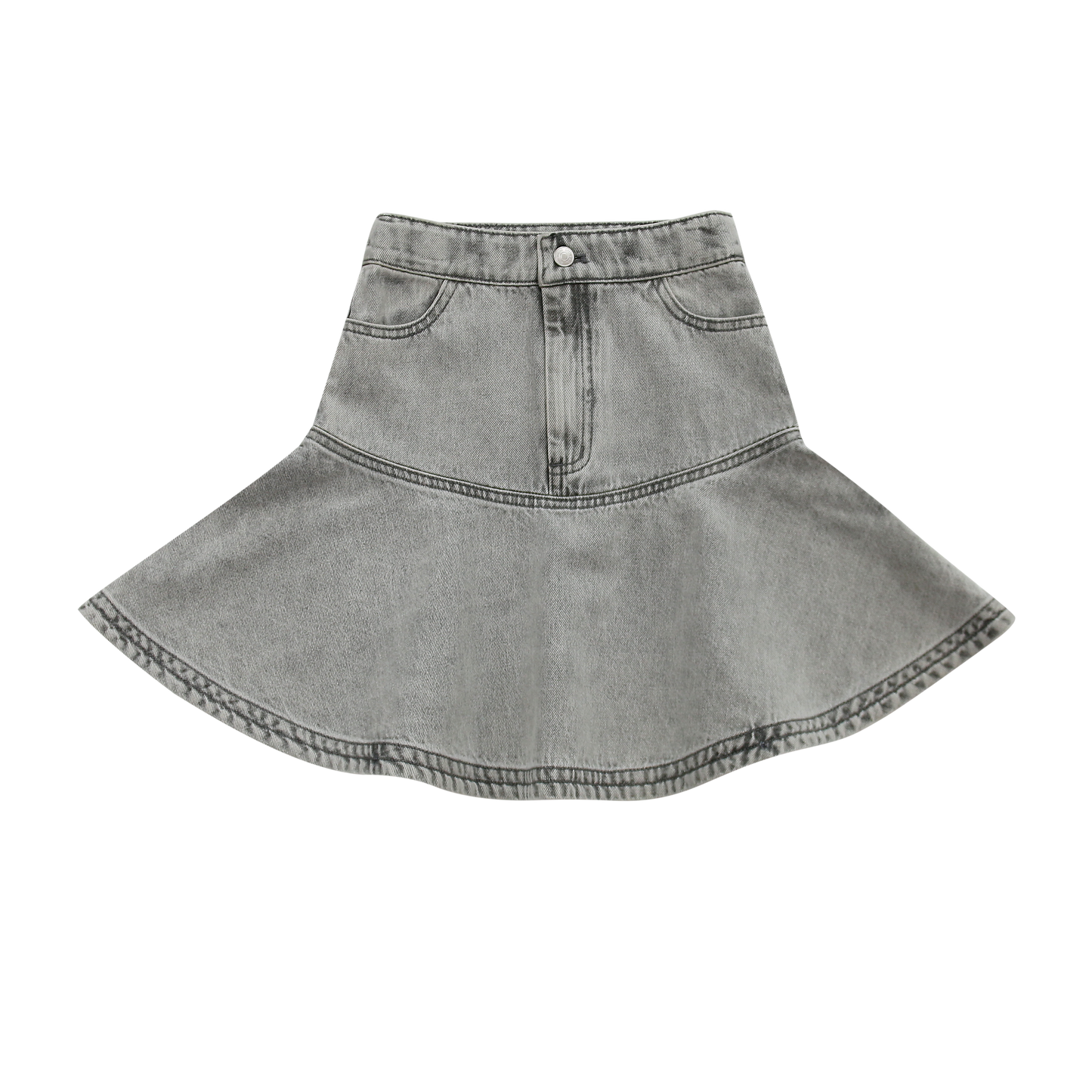 LITTLE PARNI GREY DENIM DROP WAIST SKIRT