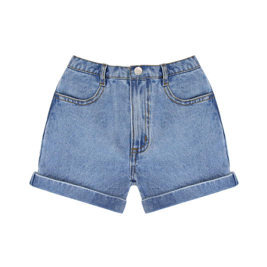 LITTLE PARNI BLUE DENIM POCKET SHORTS