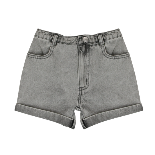 LITTLE PARNI GREY DENIM POCKET SHORTS