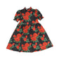 NICOLE MILLER BLACK RUFFLE ROSE PRINT DRESS [Final Sale]