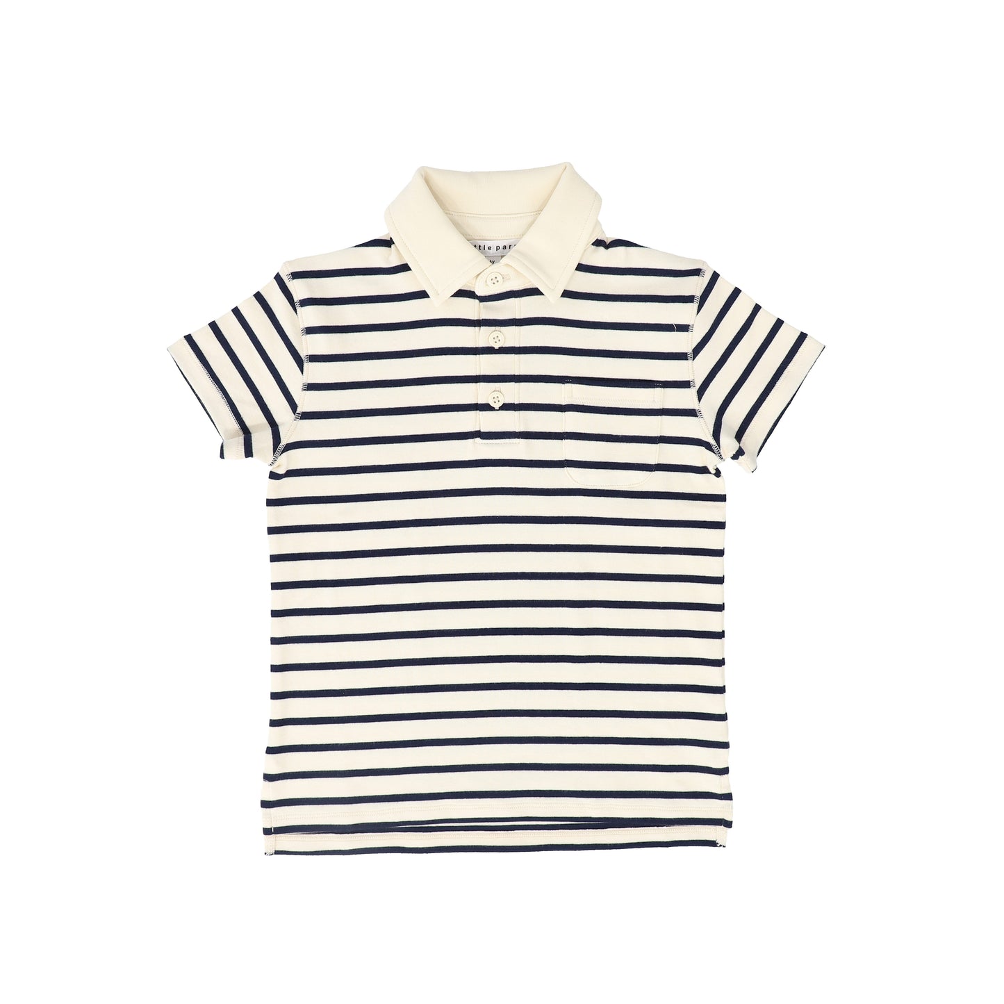 LITTLE PARNI NAVY WIDE STRIPE POLO