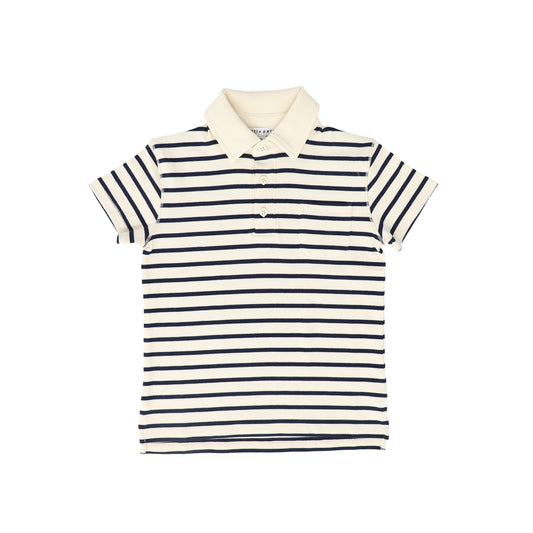 LITTLE PARNI NAVY WIDE STRIPE POLO
