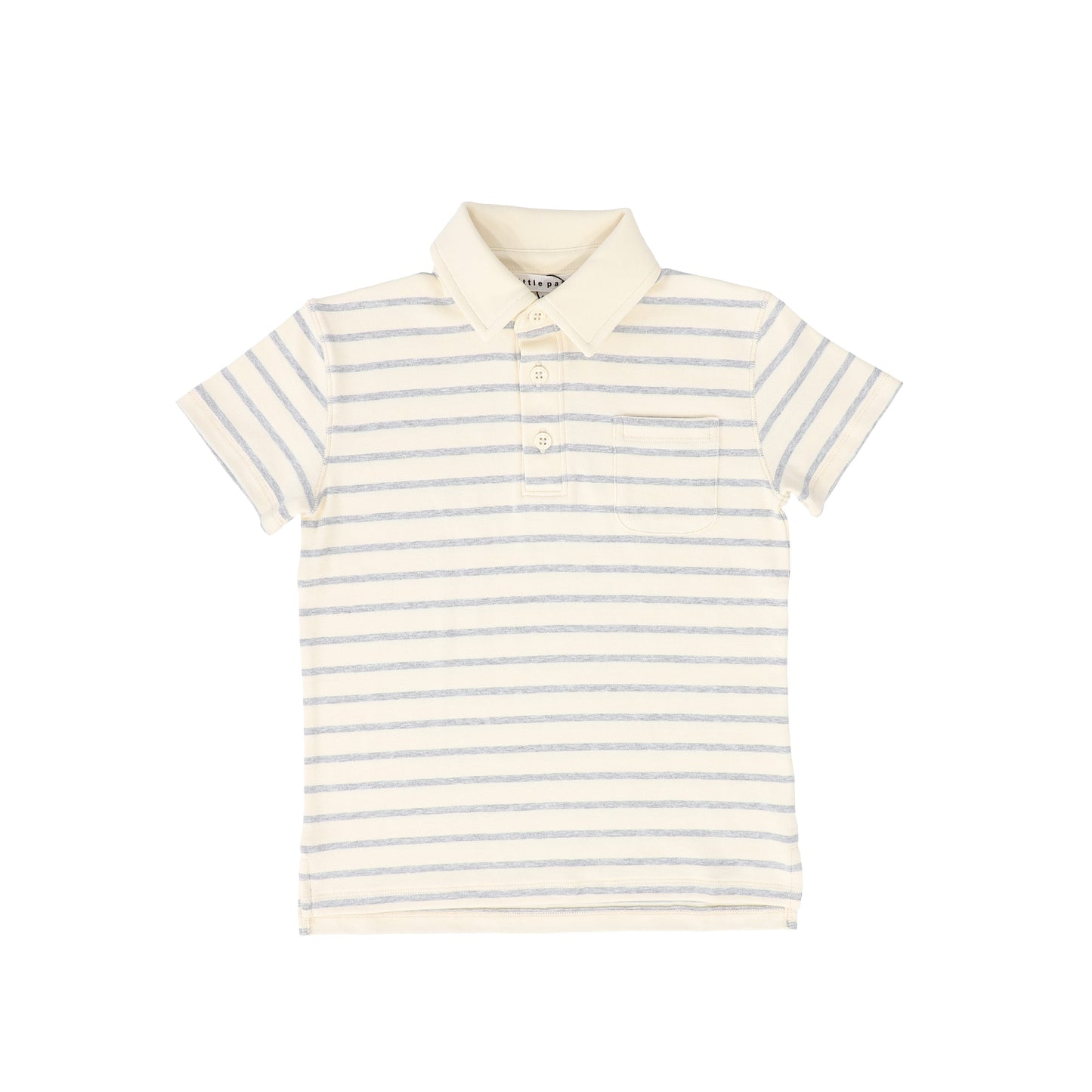 LITTLE PARNI GREY WIDE STRIPE POLO
