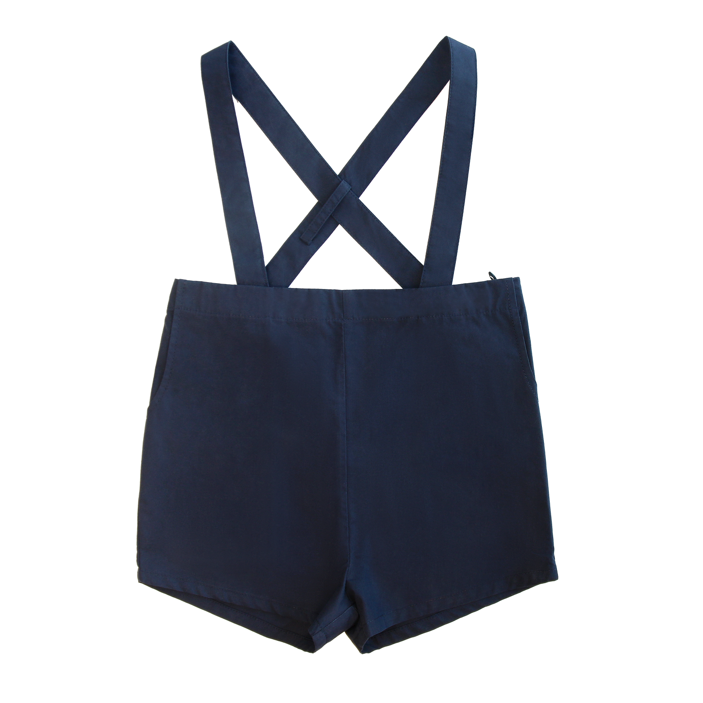 LITTLE PARNI NAVY SUSPENDER SHORTS