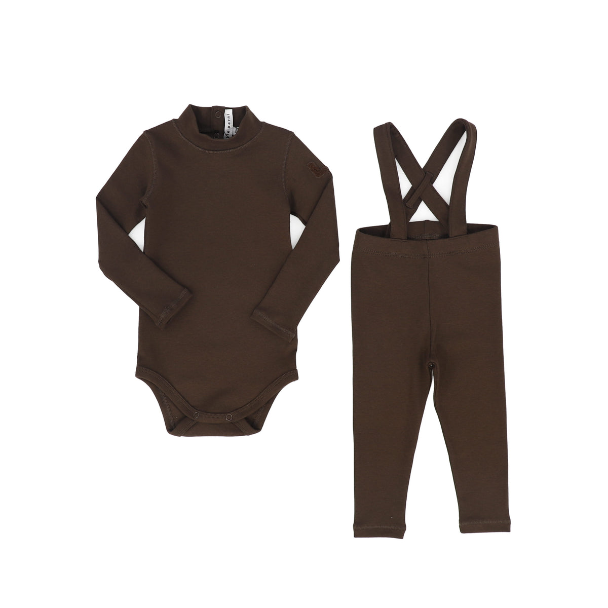 LITTLE PARNI BROWN OVERALLS SET