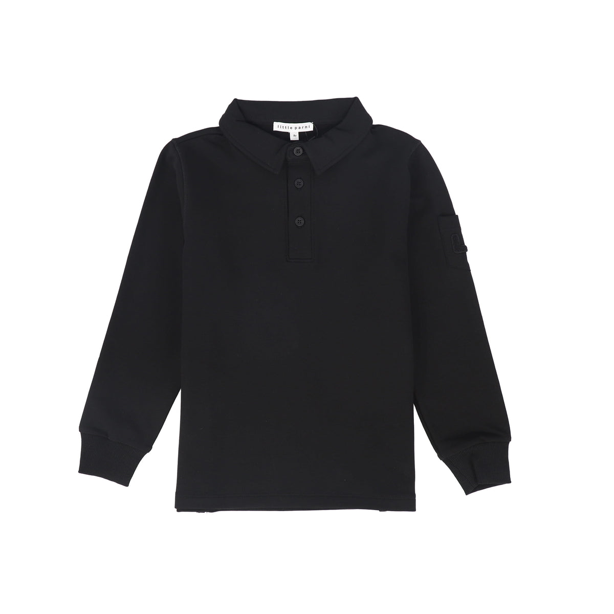 LITTLE PARNI BLACK COURDUROY COLLARED POLO