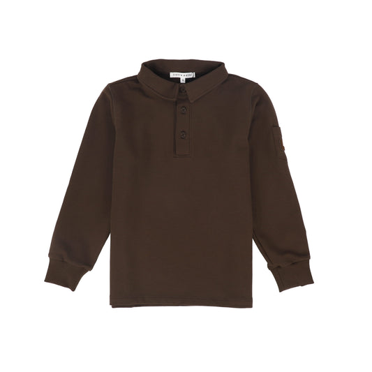 LITTLE PARNI BROWN COURDUROY COLLARED POLO