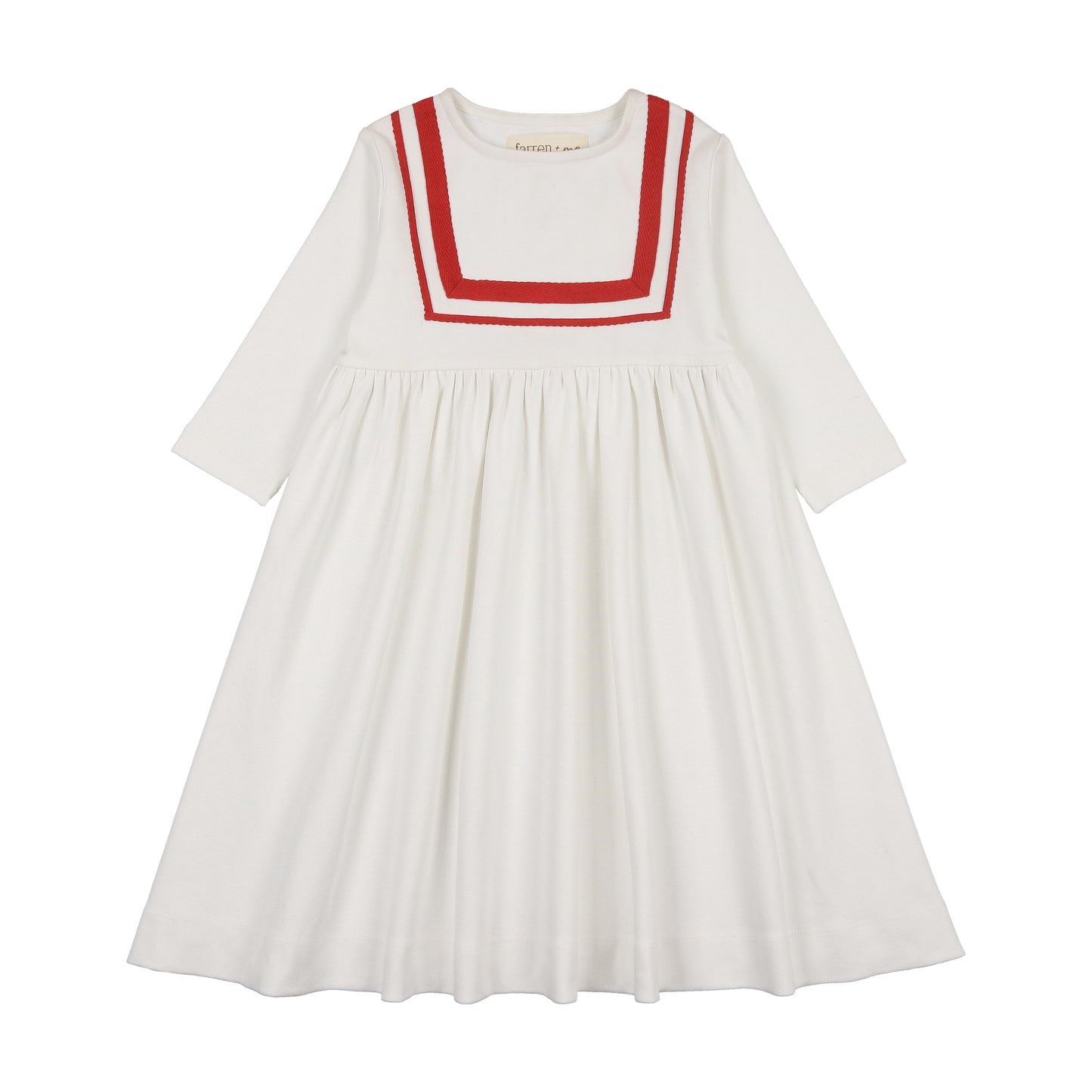 FARREN + ME ECRU/RED TENNIS SAILOR 3/4 SLEEVE DRESS