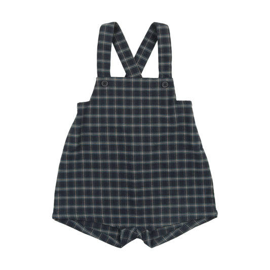 KIN & KIN NAVY PLAID SUSPENDER SHORTS [FINAL SALE]