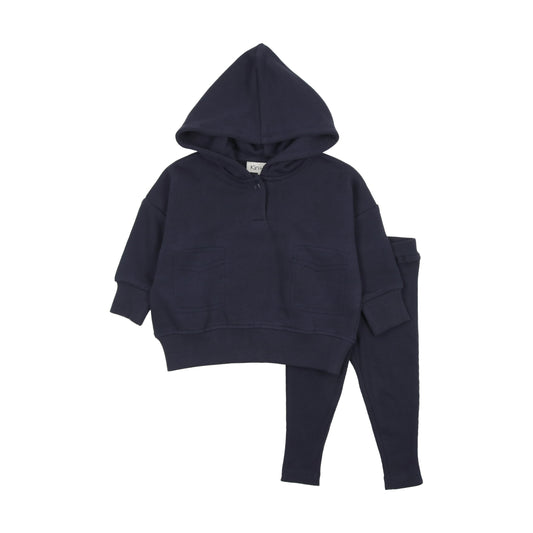 KIN & KIN NAVY BLUE TONAL POCKET SWEATSHIRT SET [FINAL SALE]