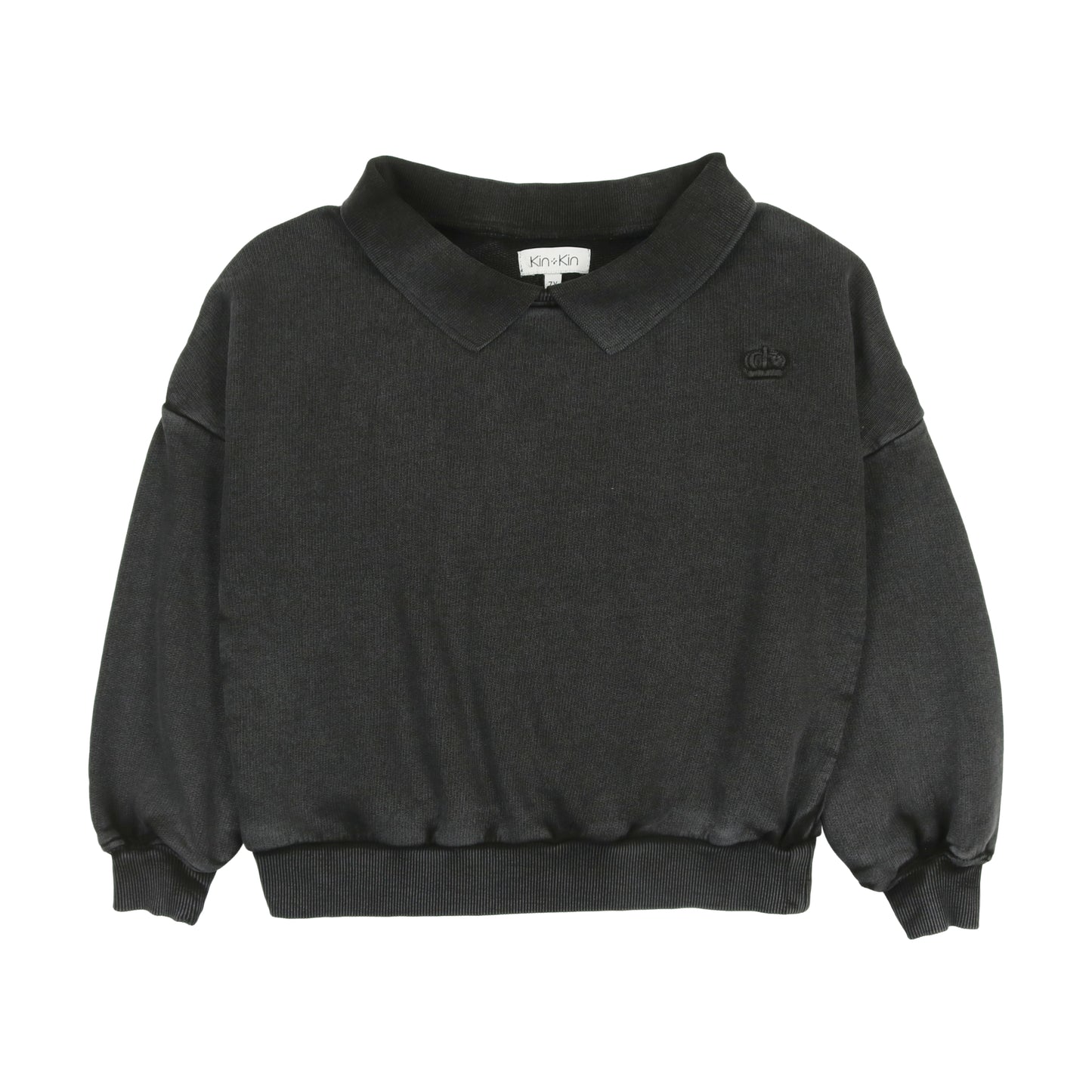 KIN & KIN BLACK WASHED POLO SWEATSHIRT