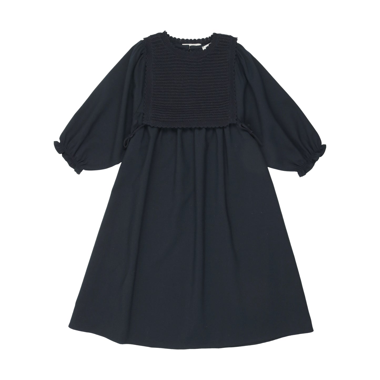 KIN & KIN NAVY PUFF SLEEVE GATHERED DRESS [FINAL SALE]